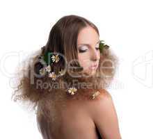Naked girl with fashion hair style portrait