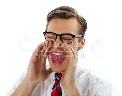 Close view of excited businessman