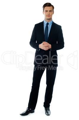 Young handsome man in black suit