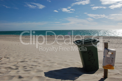 Rubbish bin on the beach