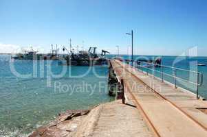 Town jetty with rails