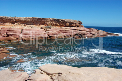 Red rock and ocean