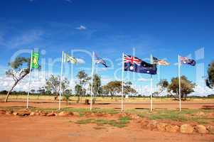 Australian and aboriginal flags