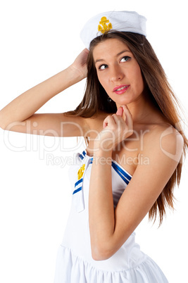 Young beautiful sailor woman