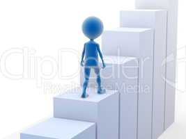 Business man climbing stairs. 3d rendered illustration.
