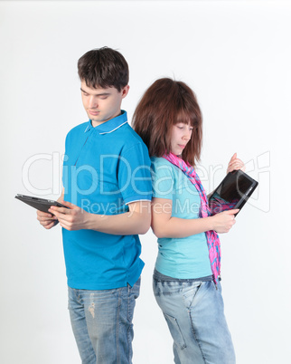 A young couple with a Tablet PC