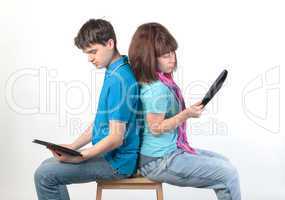 A young couple with a Tablet PC