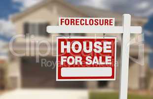 Foreclosure House For Sale Sign and House