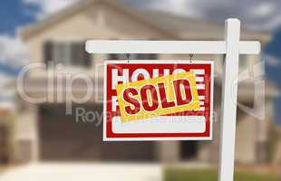 Sold Home For Sale Sign in Front of New House