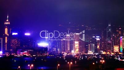 Hong Kong cityscape at night. time lapse