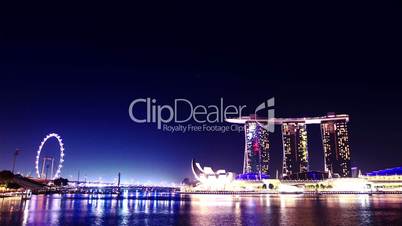 Singapore skyline at night. time lapse