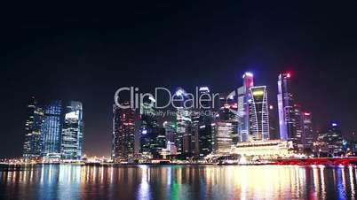 modern cityscape at night. Singapore. time lapse