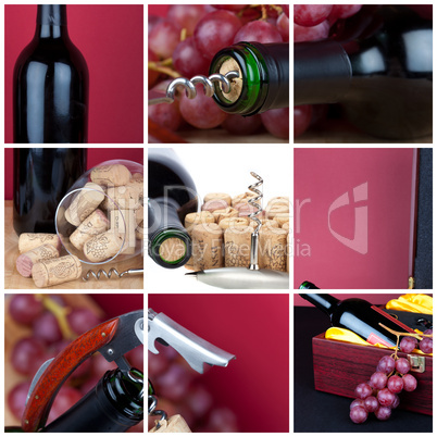 Bilder Collage zum Thema Wein, Weinbestck und Trauben
