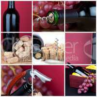 Bilder Collage zum Thema Wein, Weinbestck und Trauben