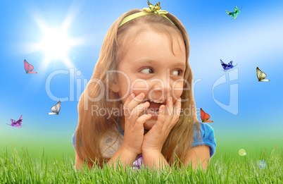 The girl and butterflies