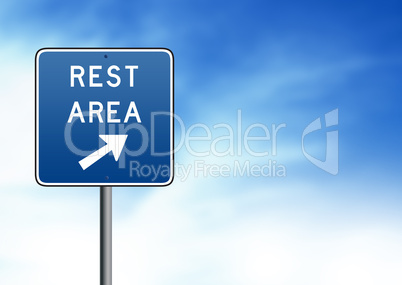 Blue Rest Area Road Sign