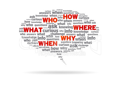 Speech Bubble - How, Who, What, Where, Why, When