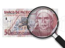 Magnifying Glass - 50 Mexican Pesos - Front Side