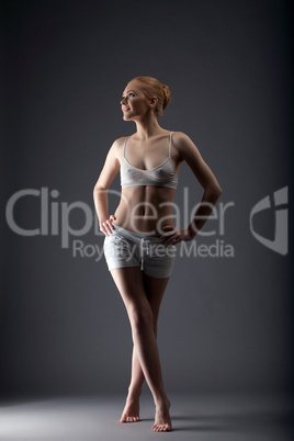 young sexy ballet girl walk in training cloth