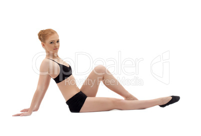 young woman relax in black training suit