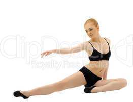 beauty girl sit on split isolated