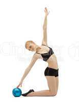 cute woman in black training with ball