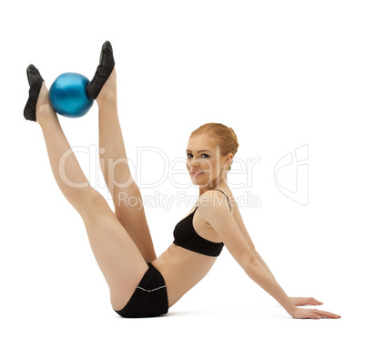 beauty woman training with gymnastic ball