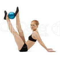 beauty woman training with gymnastic ball