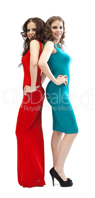 two fashion women smoky eyes posing on camera