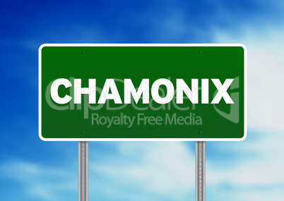 Green Road Sign -  Chamonix, France