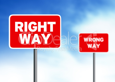 Right way Wrong way street signs