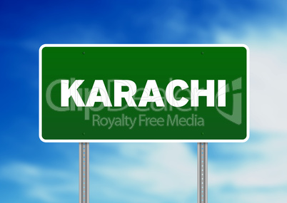 Green Road Sign - Karachi, Pakistan