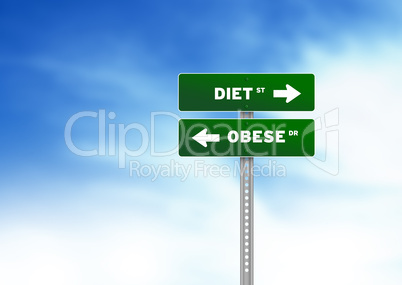 Diet and Obese Road Sign