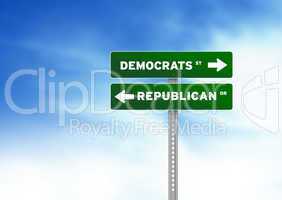 Democrats and Republican Road Sign