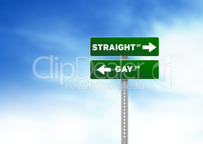 Straight and Gay Road Sign