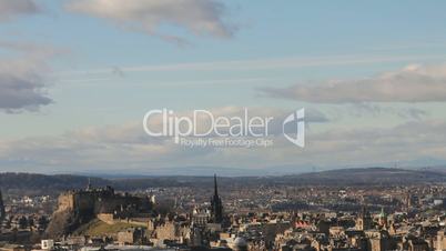 Timelapse of the city of Edinburgh, with view of the castle.