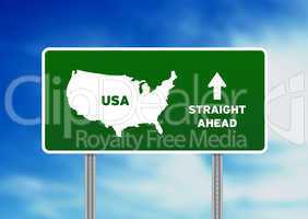 USA Green  Highway Sign