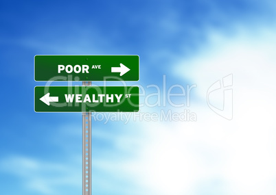 Poor and wealthy Road Sign