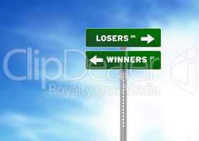 Losers and Winners Road Sign
