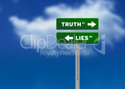 Truth and Lies Road Sign