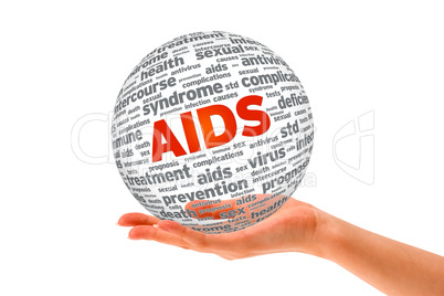 Hand holding a Aids 3D Sphere