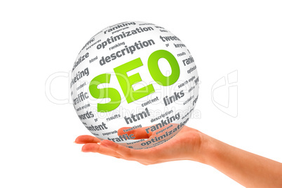 Hand holding a SEO 3D Sphere