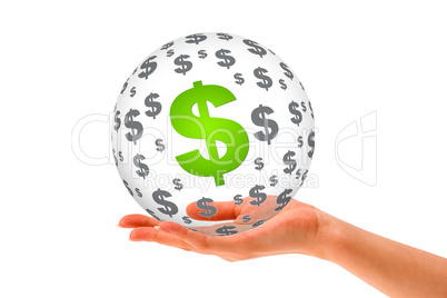 Hand holding a Dollar 3D Sphere