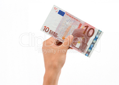 Hand Holding 10 Euro Bill