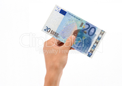 Hand Holding 20 Euro Bill