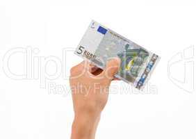 Hand Holding 5 Euro Bill