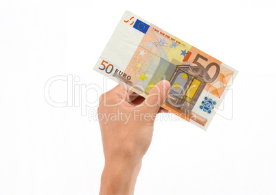 Hand Holding 50 Euro Bill