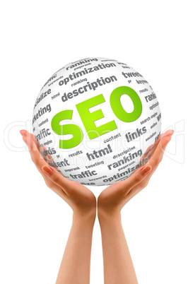 Hands holding a SEO Sphere