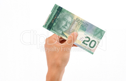 Hand Holding 20 Dollar Bill