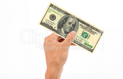 Hand Holding 100 Dollar Bill